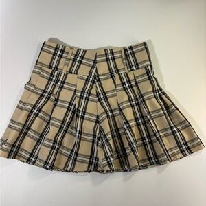 Zaful Beige and Black Plaid Skater Skirt
